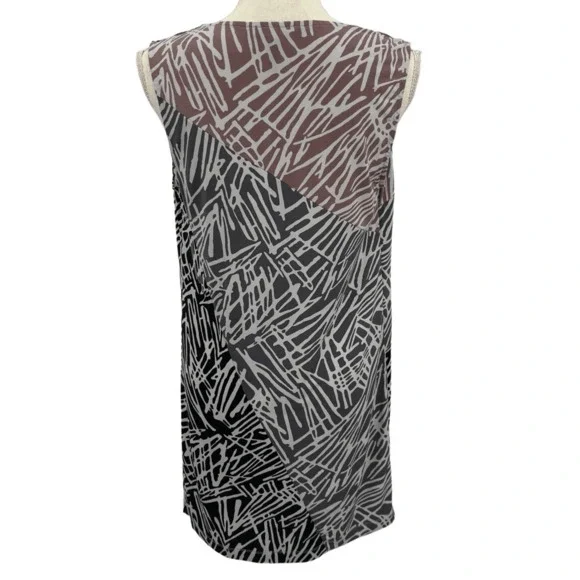 86. BCBG Max Azria Black Comb Geometric Cowl Neck Shift Mini Dress Small - Picture 2 of 11